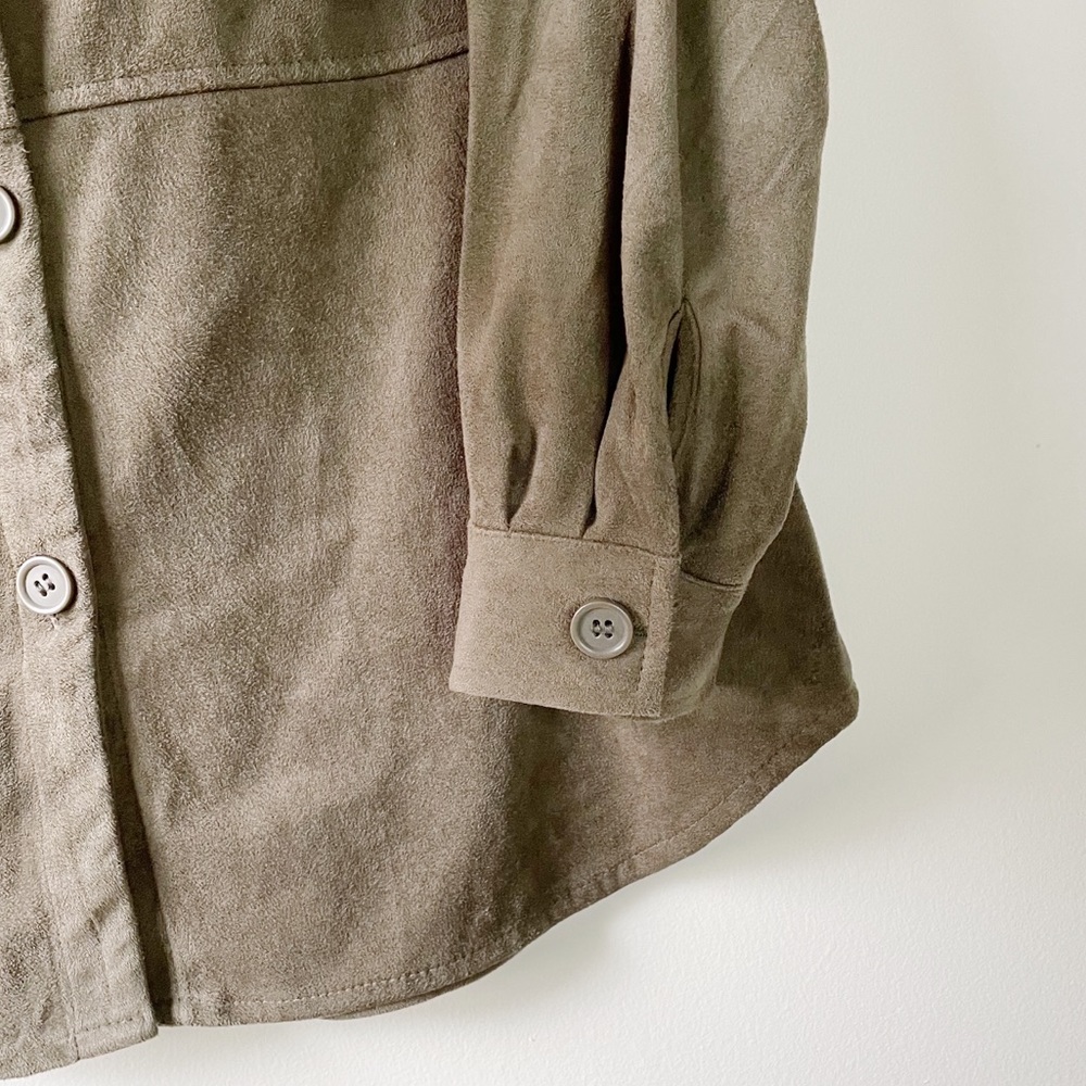 Essential Olive Shacket Oversized Button Down Shi… - image 5